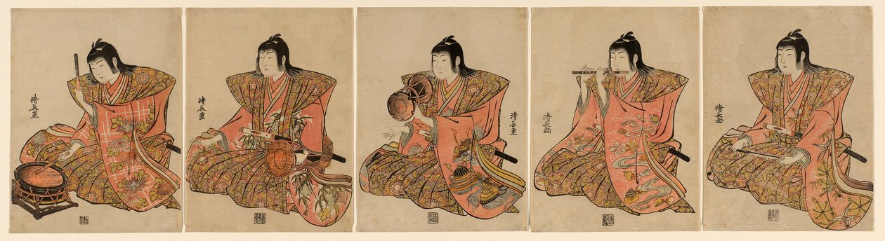 Fem musikere (Gonin bayashi) af Torii Kiyonaga