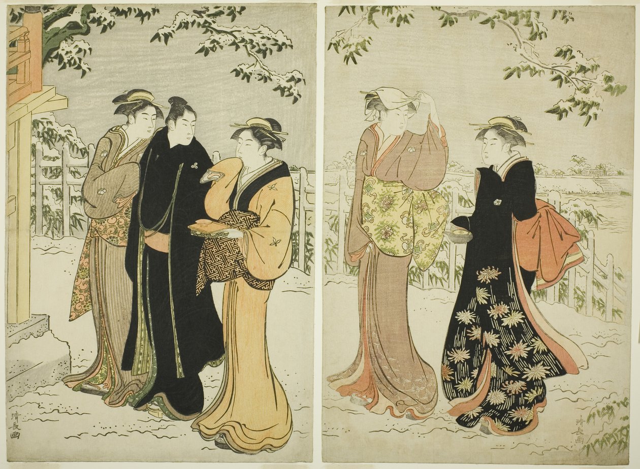 Matsuchi Hill efter snefald af Torii Kiyonaga