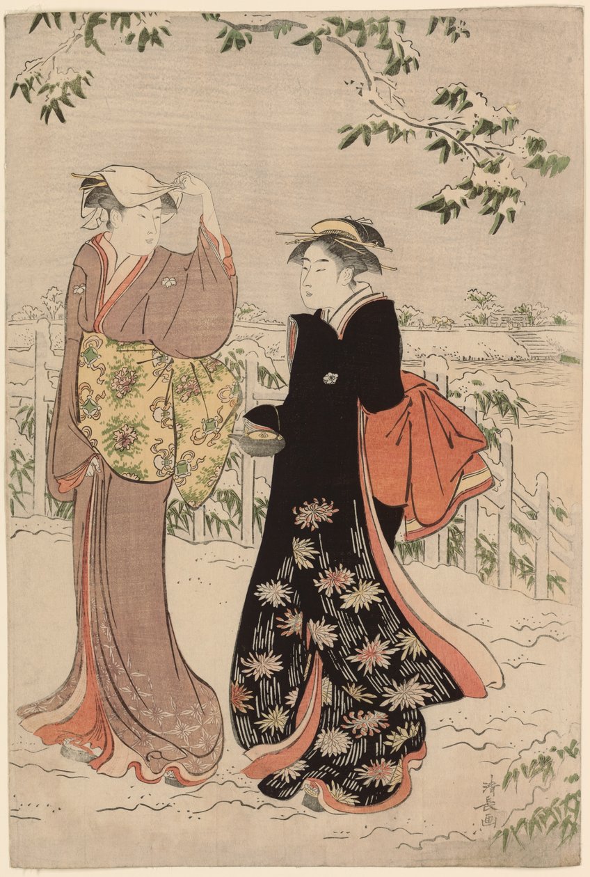 Matsuchi Hill efter snefald af Torii Kiyonaga