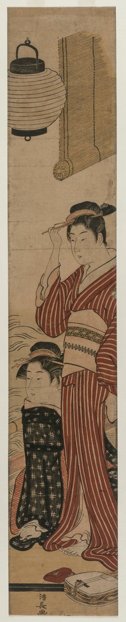 To geishaer på en balkon af Torii Kiyonaga