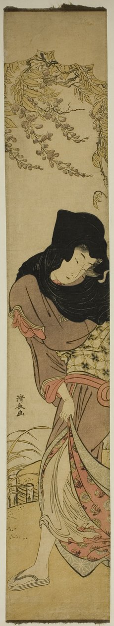 Kvinde under Windblown Wisteria af Torii Kiyonaga