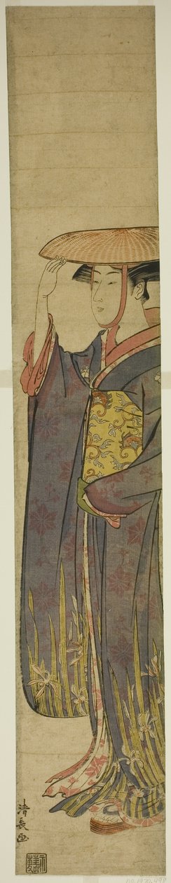 Ung kvinde iført hat af Torii Kiyonaga