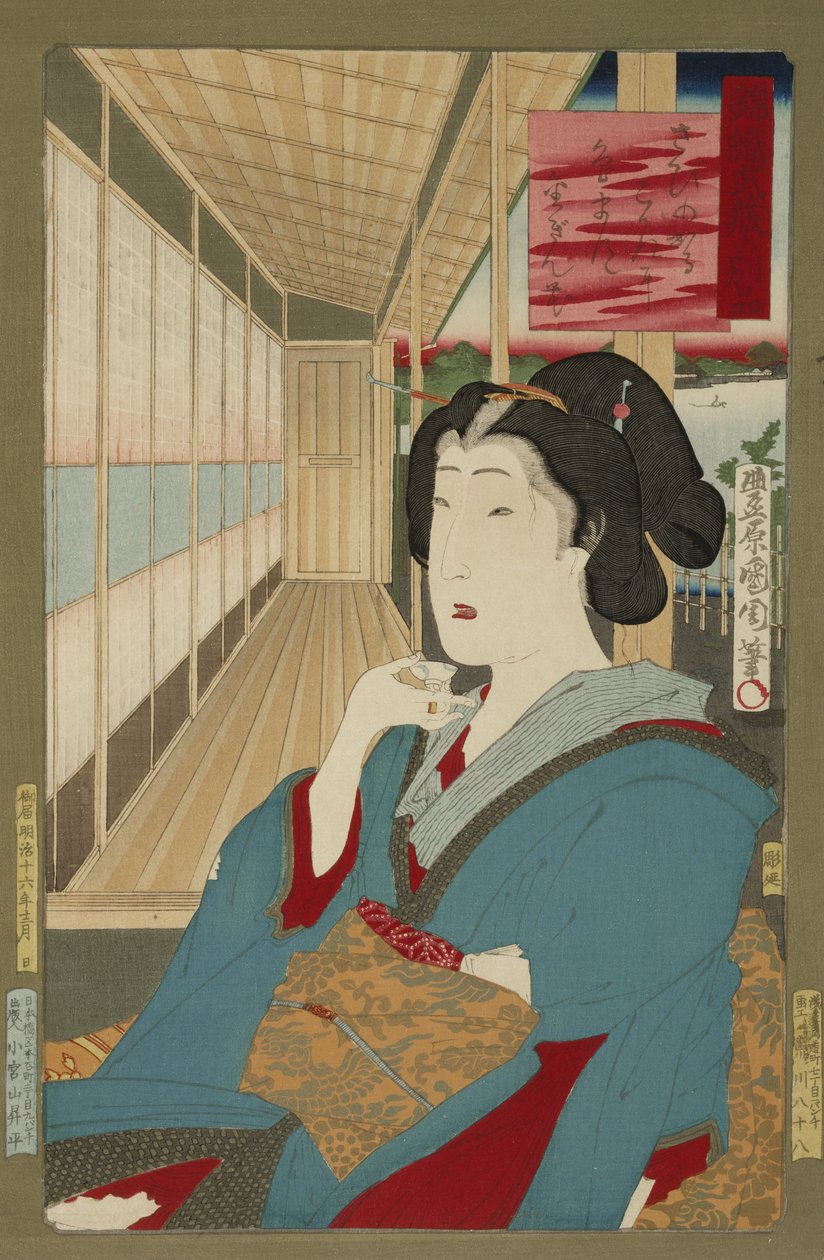Geisha, ingen dato (træbloktryk) af Toyohara Kunichika