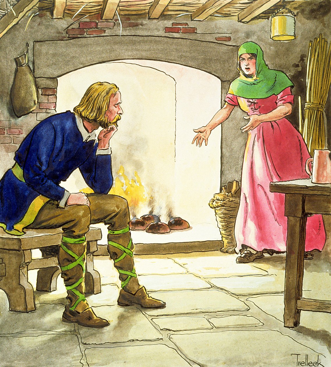 Kong Alfred (849-99) brænder kagerne, fra 