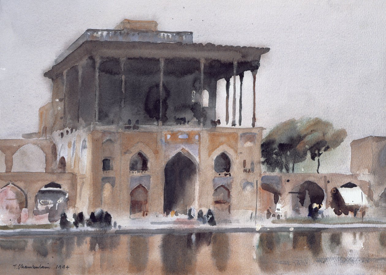 Ali Qapu Palace, Isfahan, 1994 (wc på papir) af Trevor Chamberlain