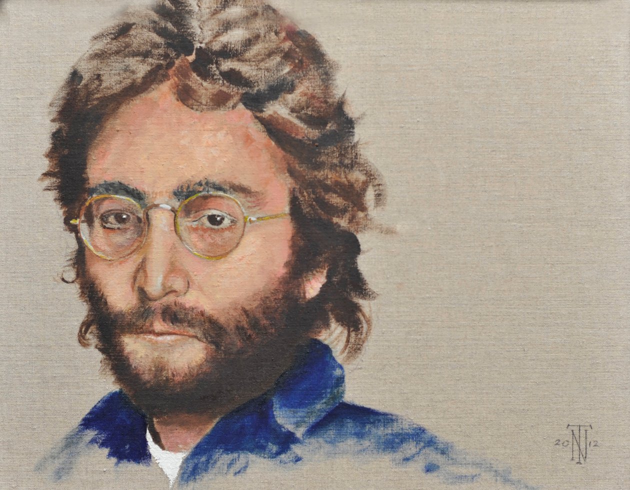 Lennon, 2012 (olie på bagsiden af lærredet) af Trevor Neal