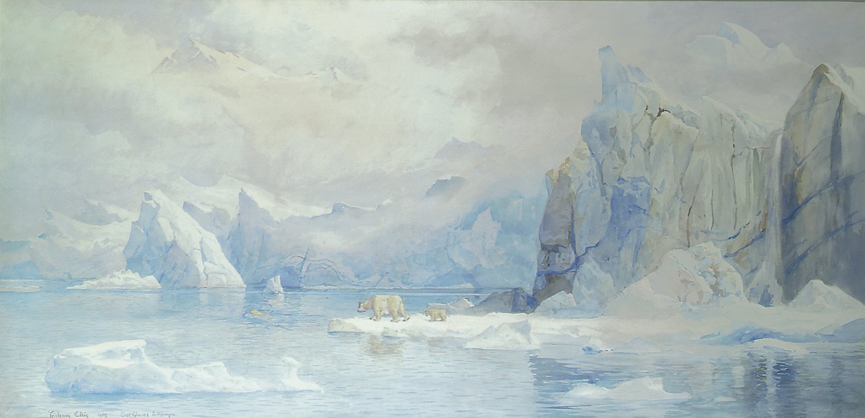 East Glacier, Spitzbergen, 1905 wc på papir af Tristram Ellis