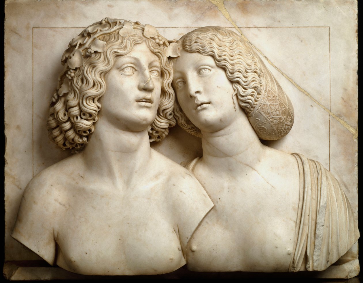 Bacchus og Ariane. Højrelief marmor af Tullio Lombardo
