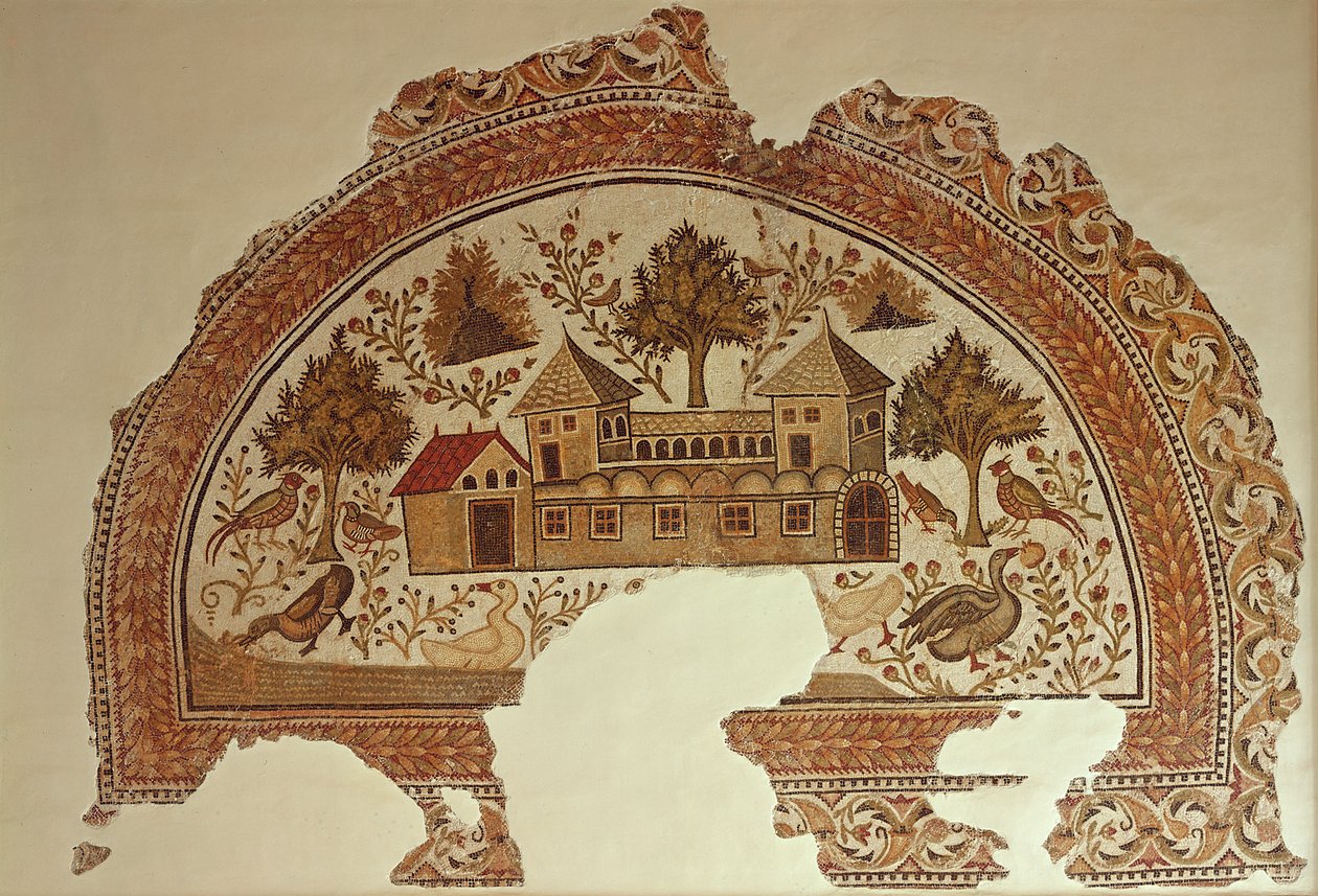 Landhus i Tabarka (mosaik) af Tunisian School