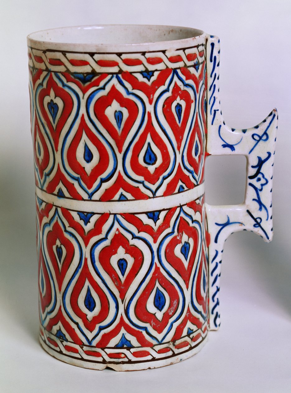 Tankard fra Iznik, Tyrkiet, slutningen af det 16. århundrede (lertøj) af Turkish School