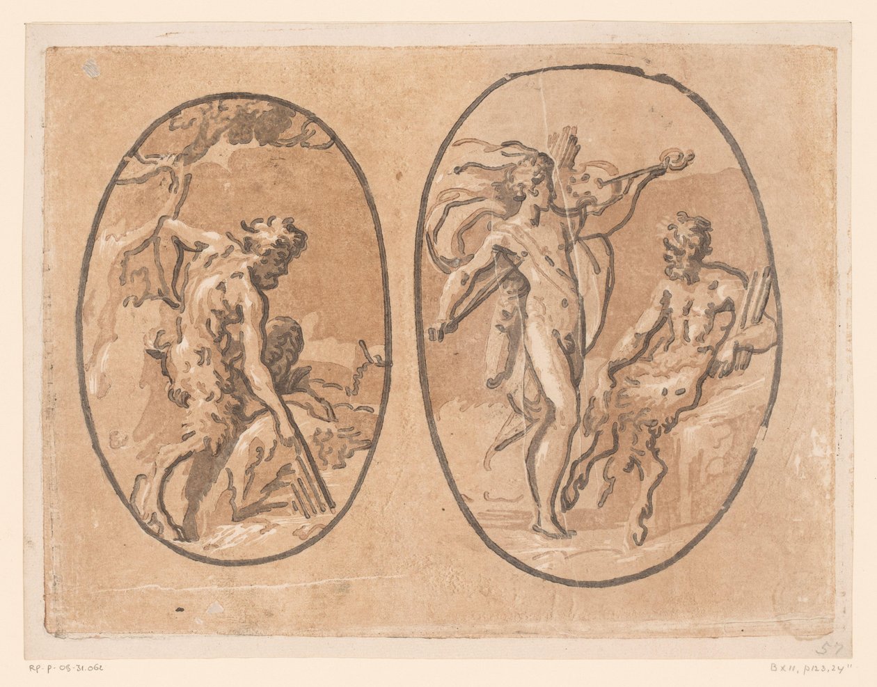 Marsyas dag Minervas panfluit vindt af Ugo da Carpi (possibly)
