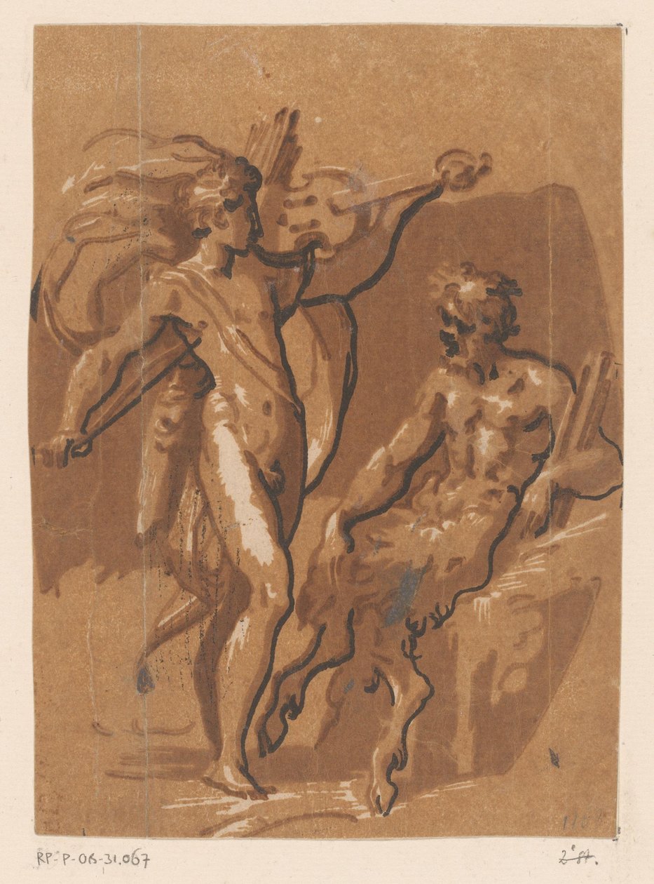Kamp mellem Apollo og Marsyas af Ugo da Carpi (possibly)