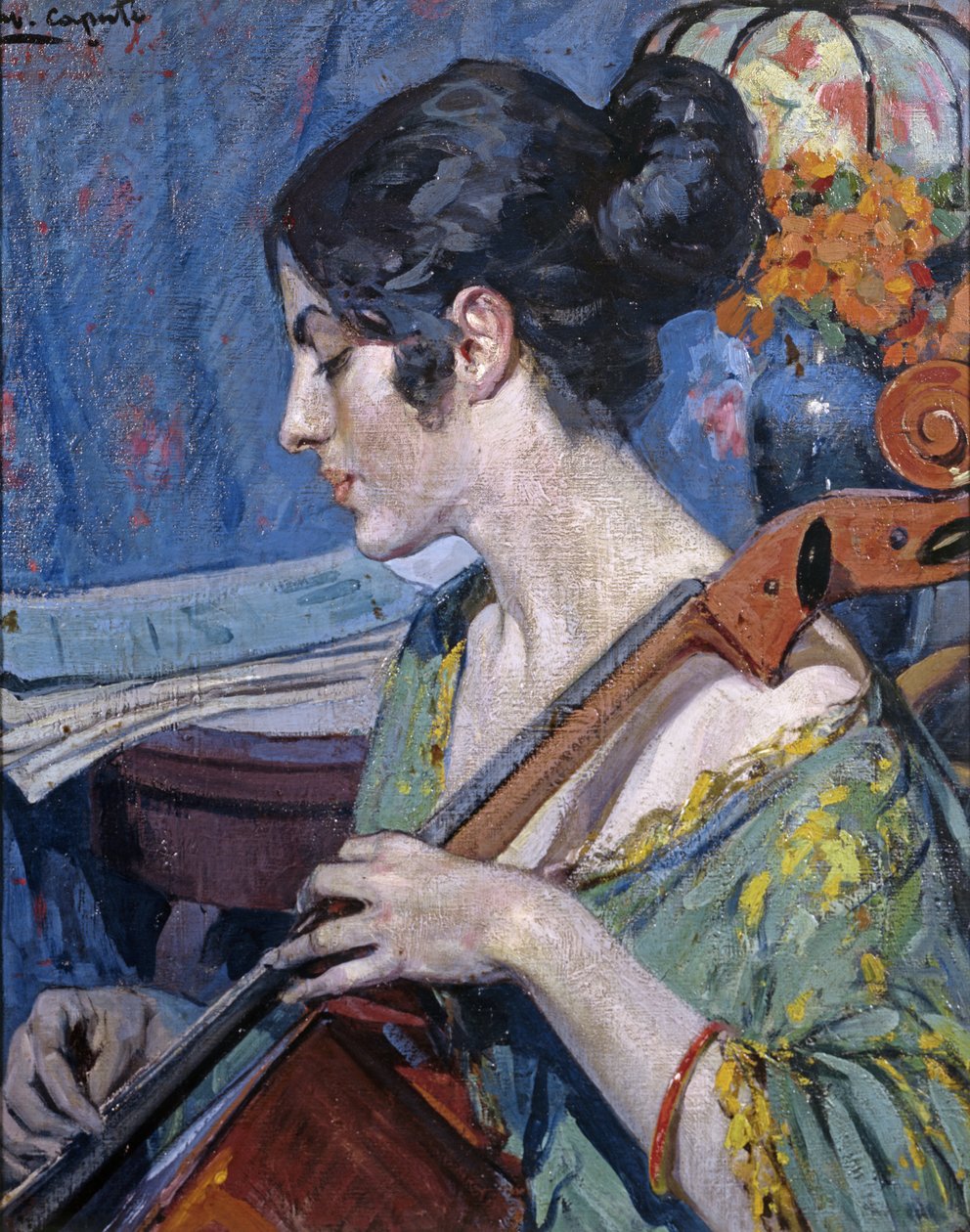 Cellospilleren (olie på lærred) af Ulisse Caputo