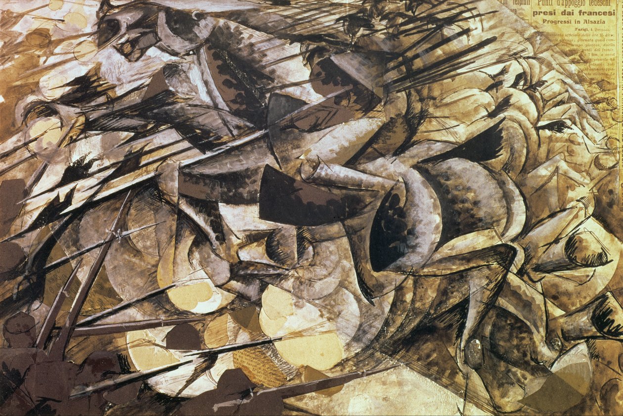 The Charge of the Lancers, 1915 (collage) af Umberto Boccioni