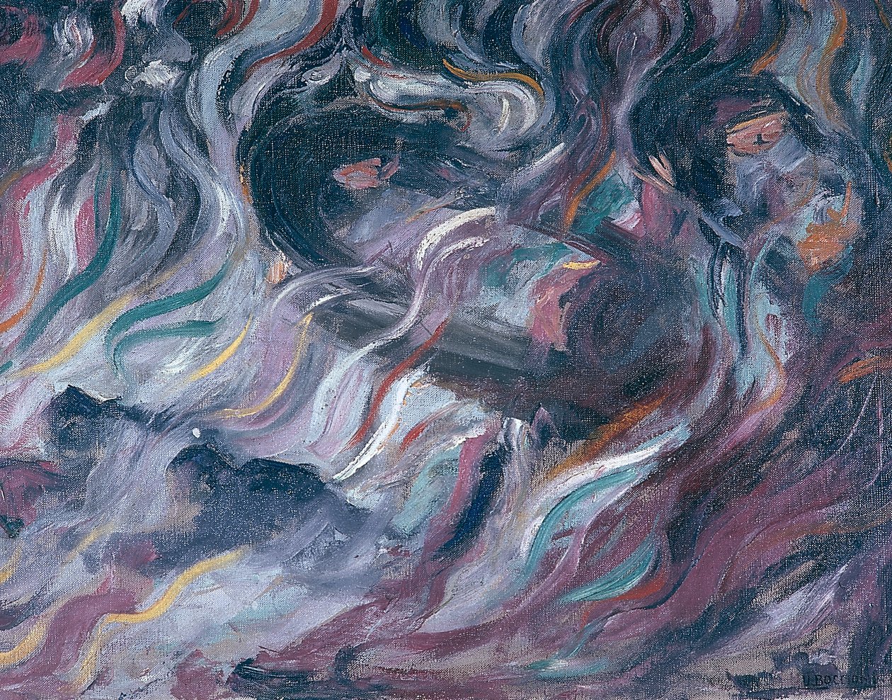 Usikkerheder I. Afskeden (triptykon) 1911 af Umberto Boccioni