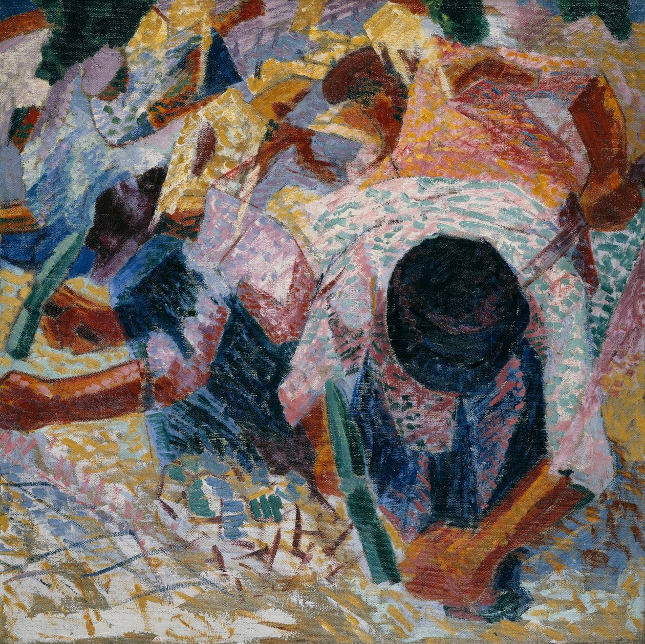 Gadebrolæggerne, 1914. af Umberto Boccioni