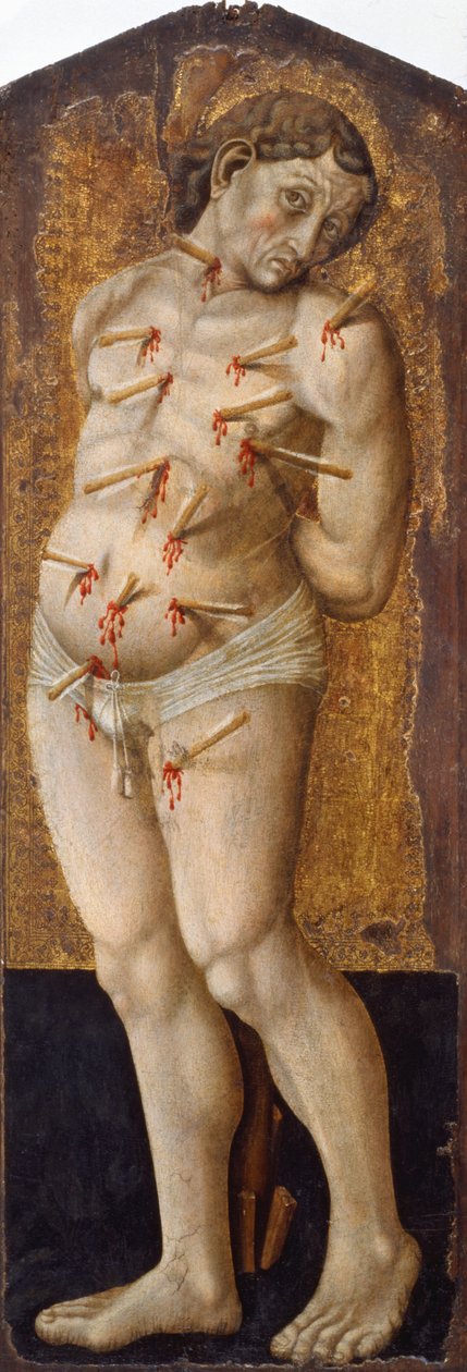 Sankt Sebastian (tempera på træ) af Umbrian School