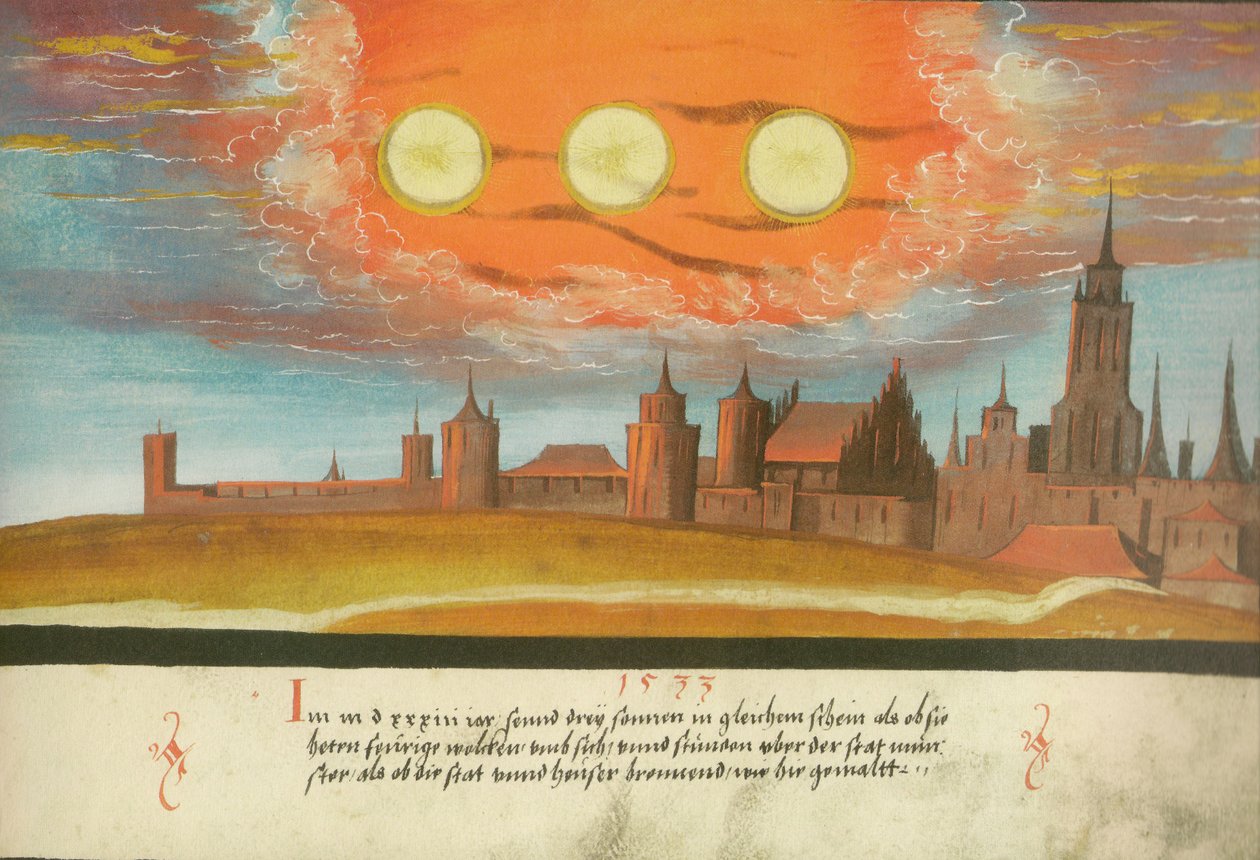 Augsburger Wunderzeichenbuch - Folio 131 Nebensonnen over Münster af Unbekannt Unbekannt