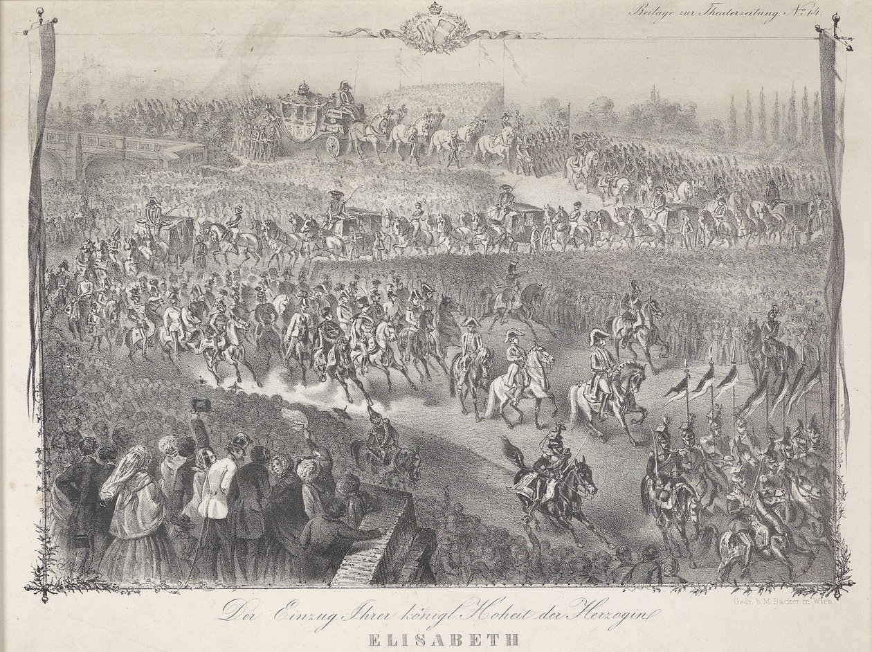 Indtræden af ​​hendes kongelige højhed hertuginden Elisabeth i Bayern i Wien i 1854 af Unbekannt Unbekannt