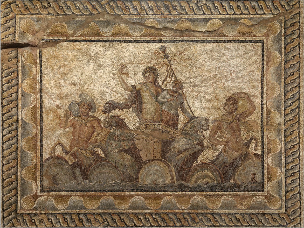 Epiphany of Dionysus mosaic, from the Villa of Dionysus (2. århundrede e.Kr.) i Dion, Grækenland af Unbekannt Unbekannt