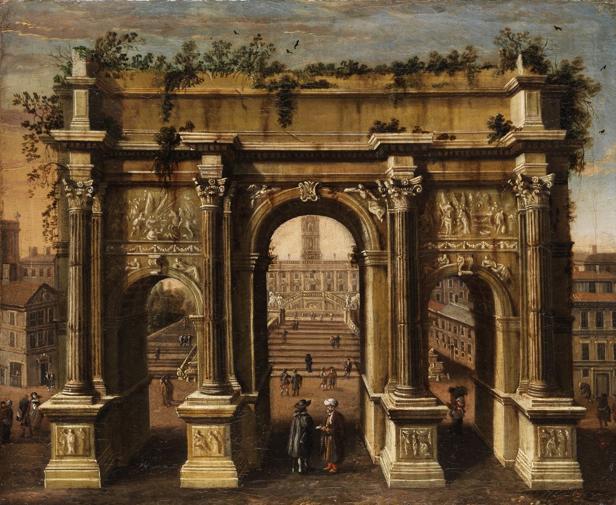 Ideel udsigt over Arch of Septimius Severus og Capitol af Unbekannt Unbekannt