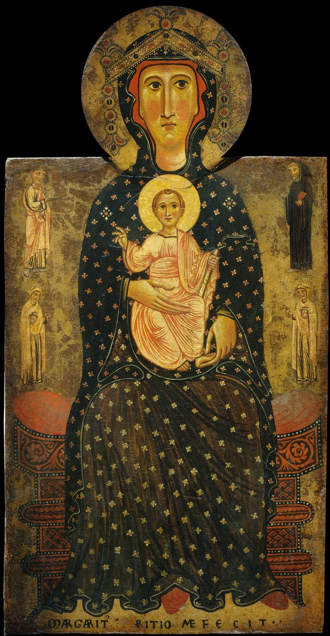Enthroned Madonna med barn af Unbekannt Unbekannt
