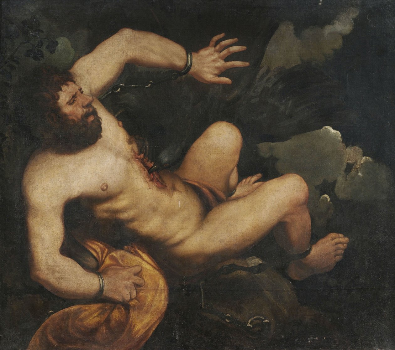 Prometheus lænket til klippen med ørnen Ethon. af Unbekannt Unbekannt