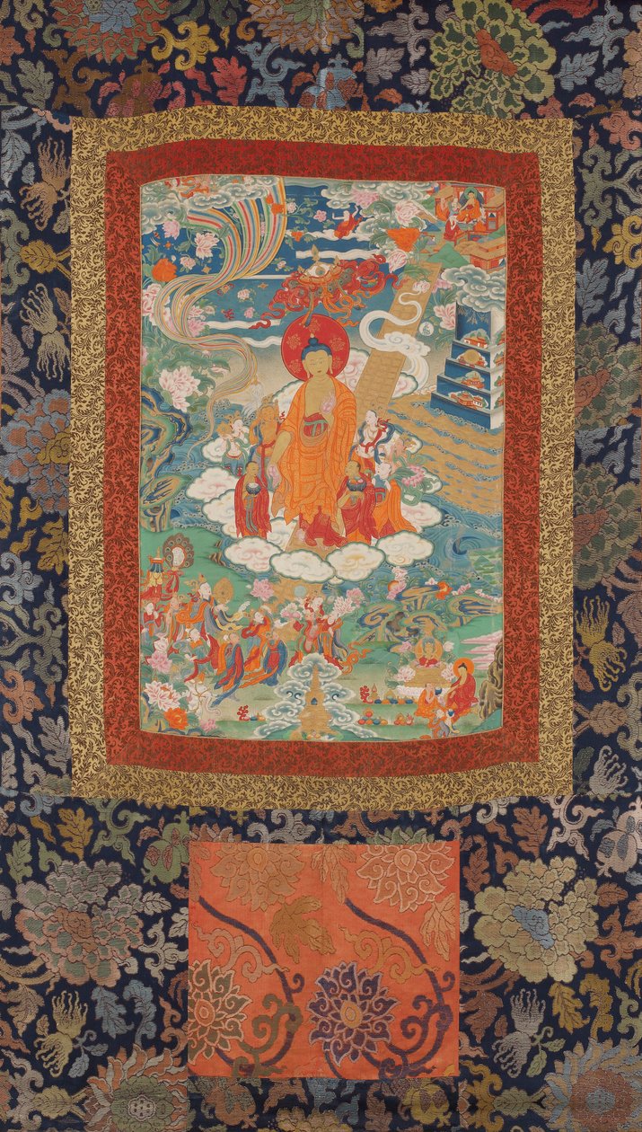Shakyamuni faldende fra himlen af de 33 guder af Unbekannt Unbekannt