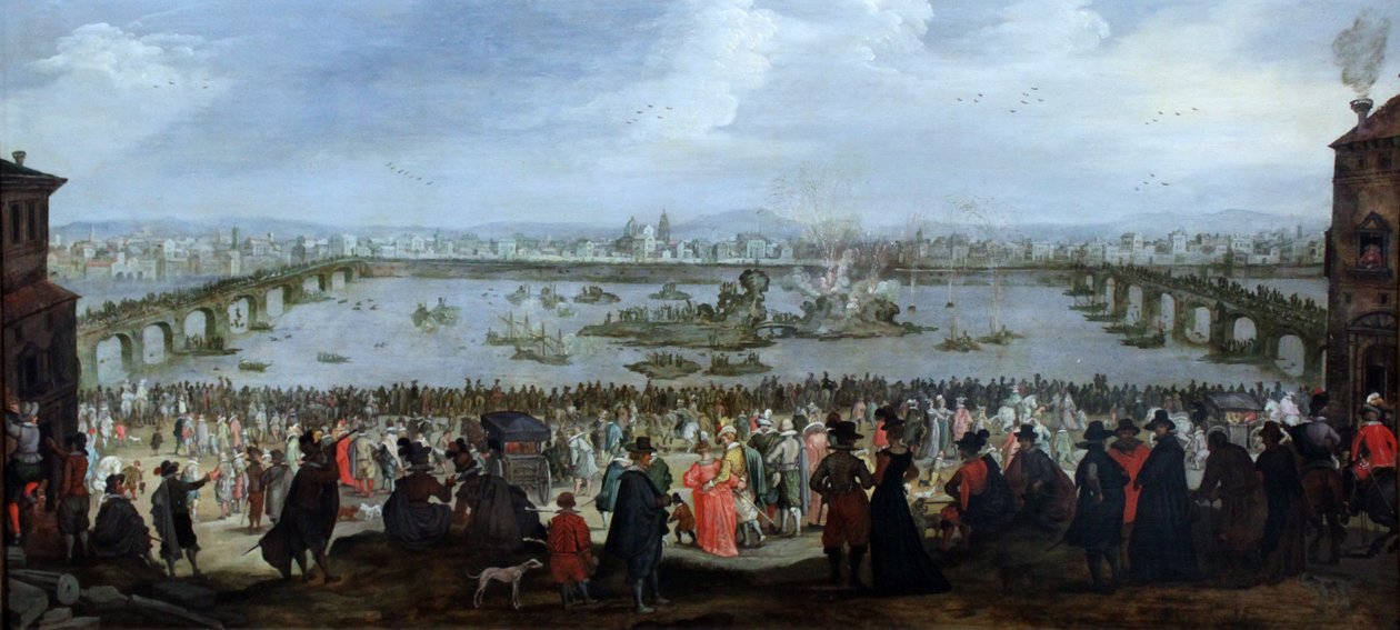 Skuespillet mellem væver- og farverlauget på Arno i Firenze den 25. juli 1619 af Unbekannt Unbekannt
