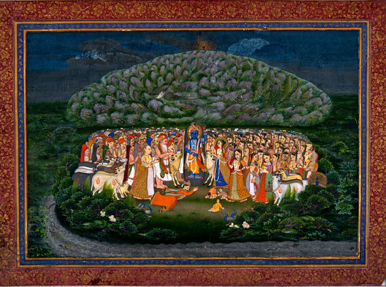 Krishna Lifting Mount Govardhan af Unbekannt Unbekannt