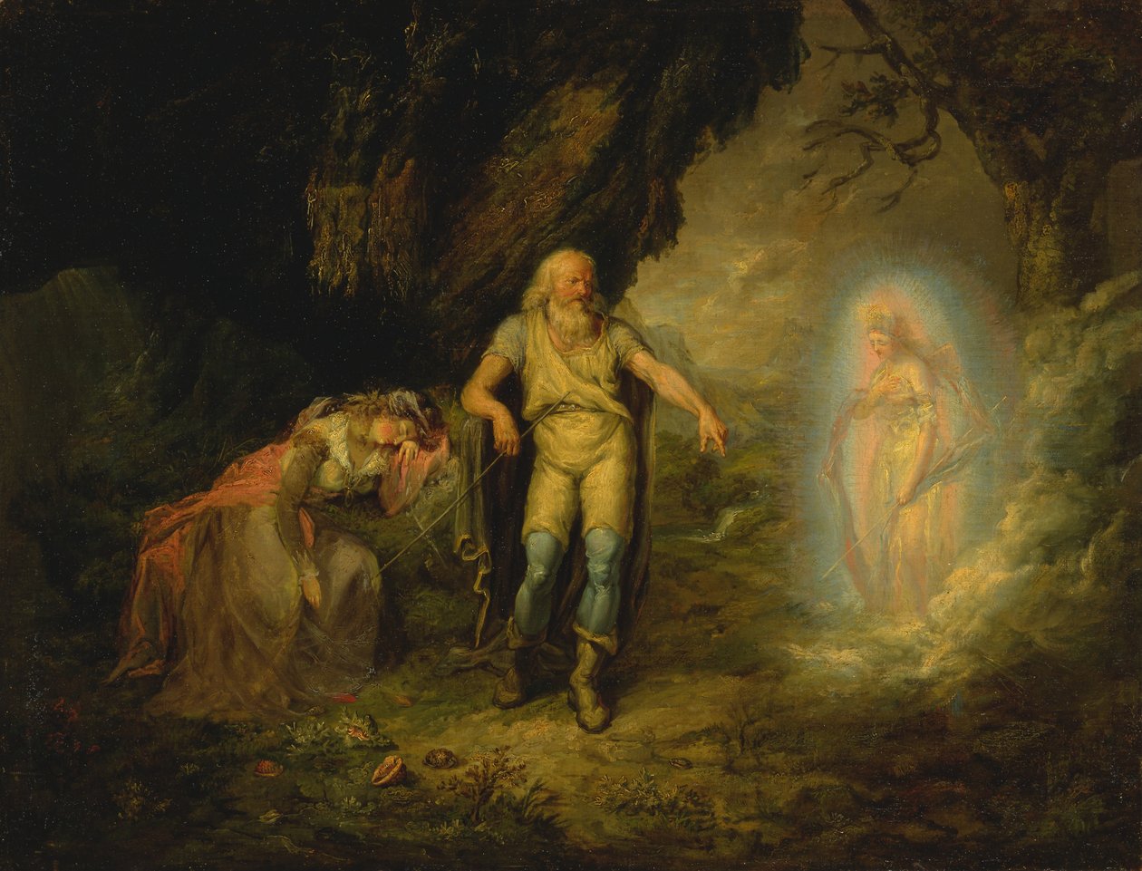 Prospero, Miranda og Ariel, fra Stormen af Unbekannt Unbekannt