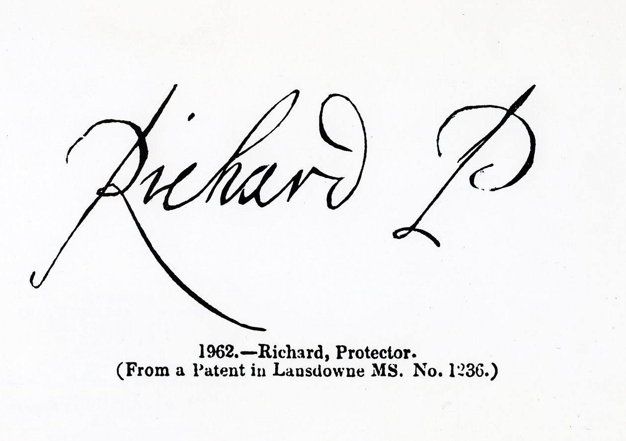 Gengivelse af signaturen af Richard Cromwell (1626-1712) Lord Protector af Unbekannt Unbekannt