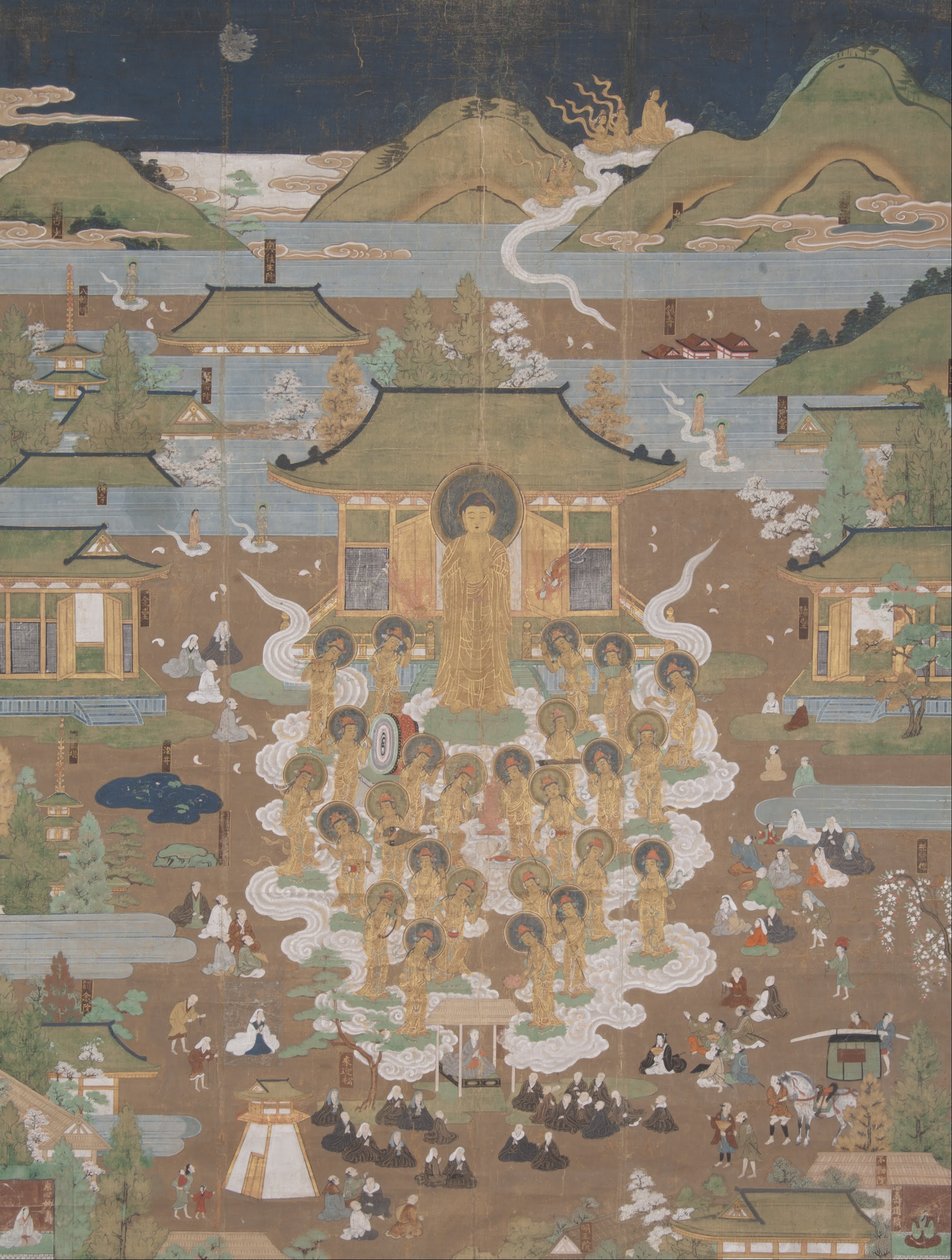 Taima Temple Mandala: Amida byder Chûjôhime velkommen til det vestlige paradis af Unbekannt Unbekannt
