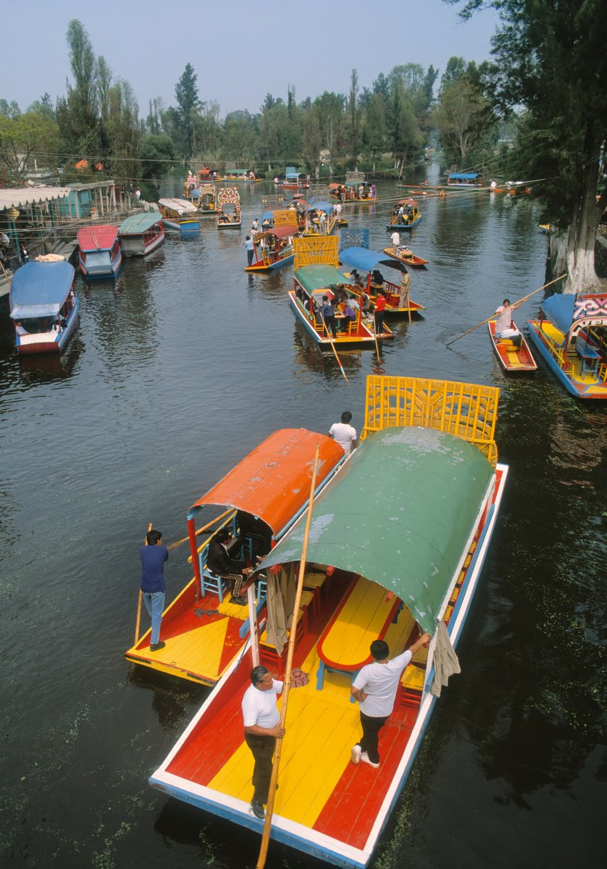 Trajineras på en kanal af Unbekannt Unbekannt