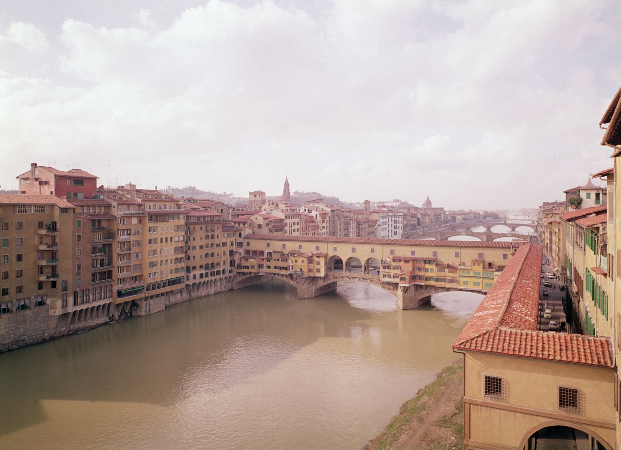 Udsigt over Arno og Ponte Vecchio af Unbekannt Unbekannt