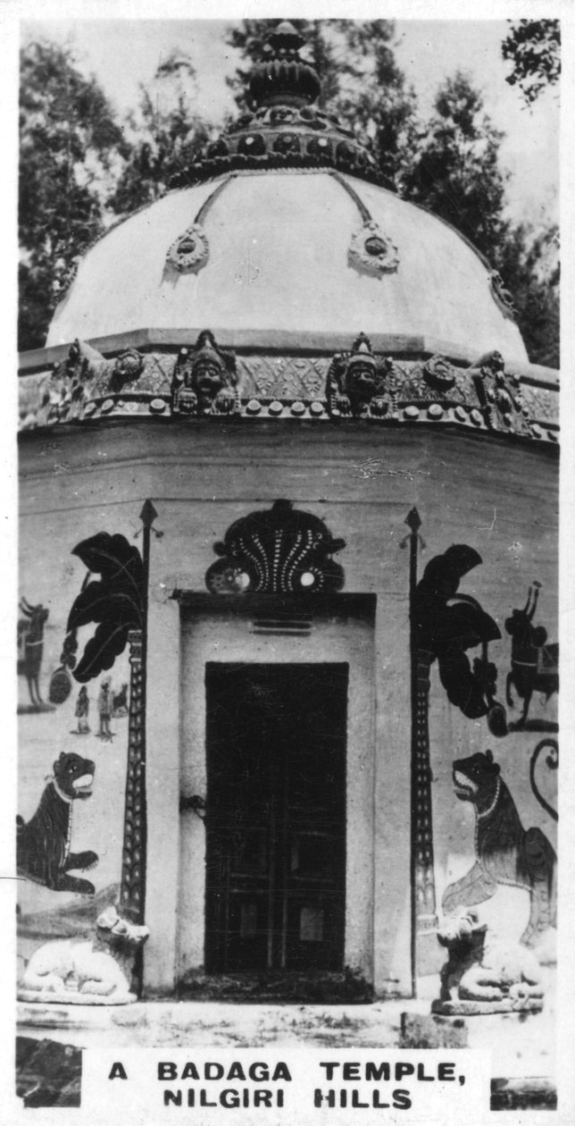 Et Badaga-tempel, Nilgiri Hills, Indien, c1925 af Unbekannt