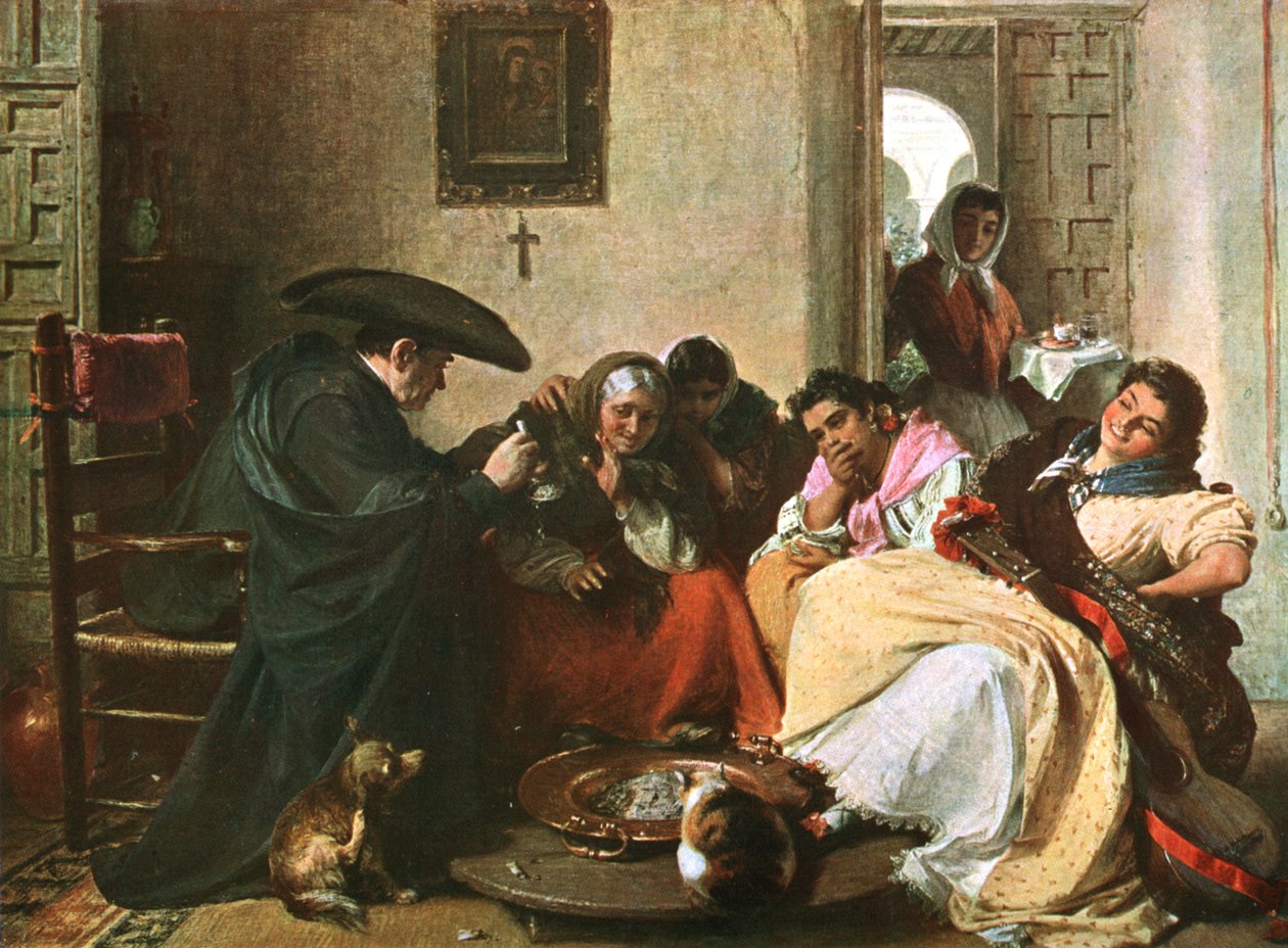 A Chat Round The Brasero, 1866, c1902. af Unbekannt