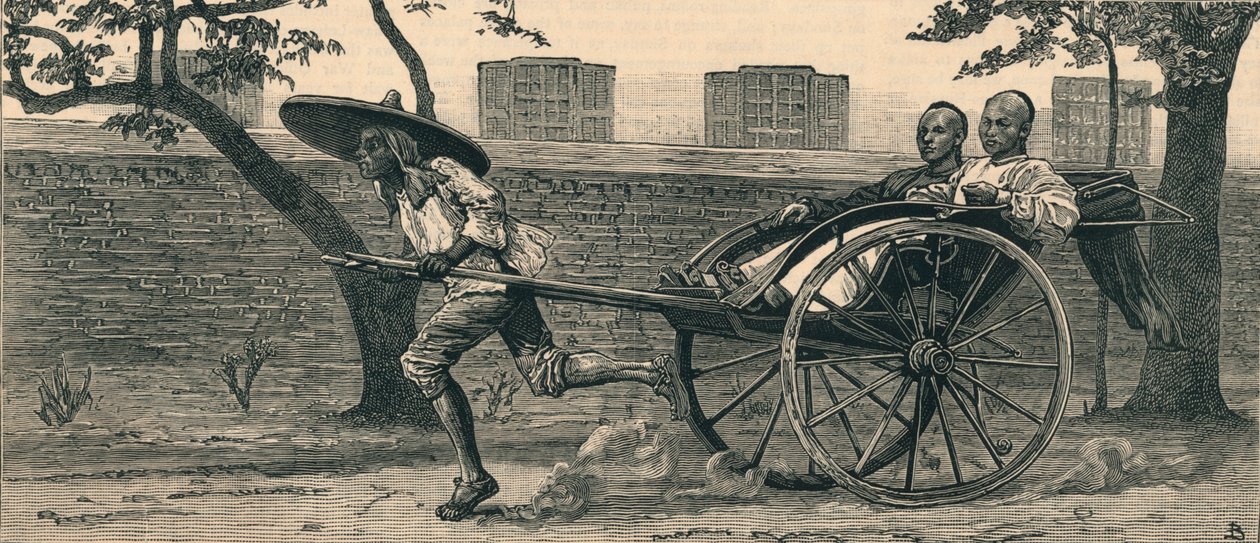 En Jinriksha, eller kinesisk håndvogn, c1883. af Unbekannt