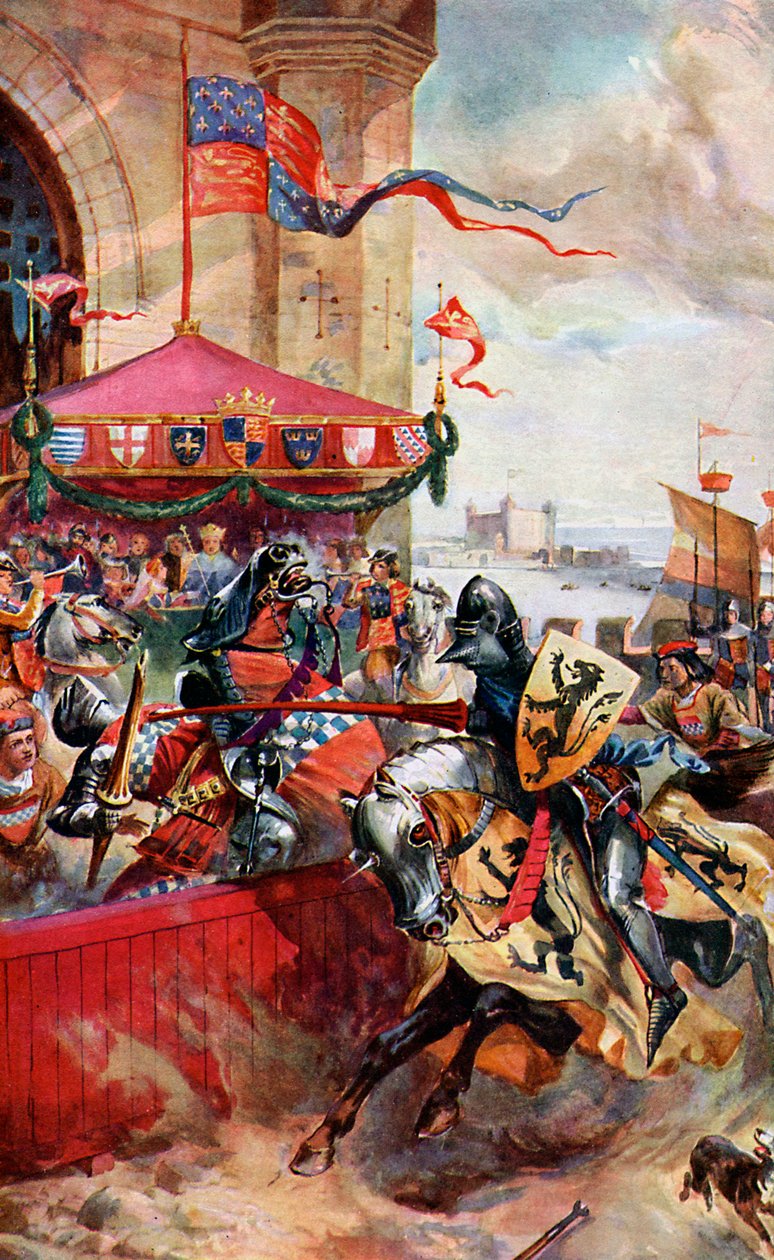 En dyst på London Bridge, 1390, c1920 af Unbekannt