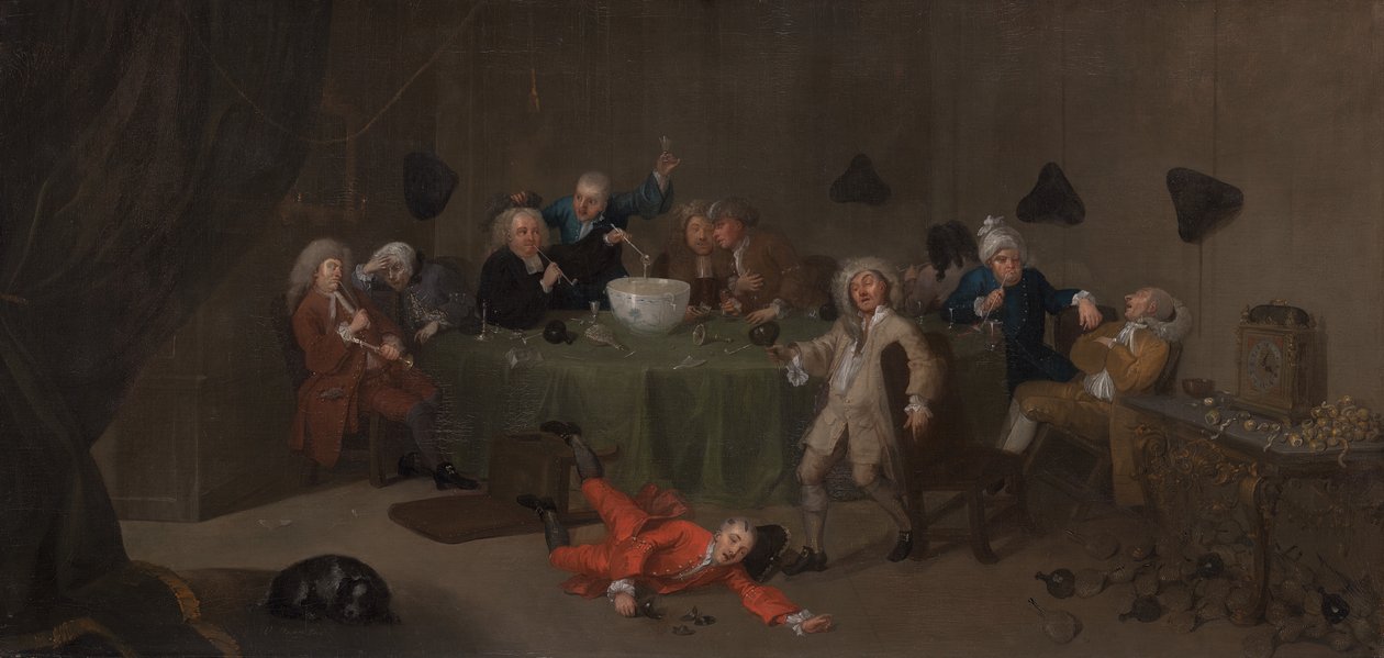 A Midnight Modern Conversation, ca. 1732. af Unbekannt