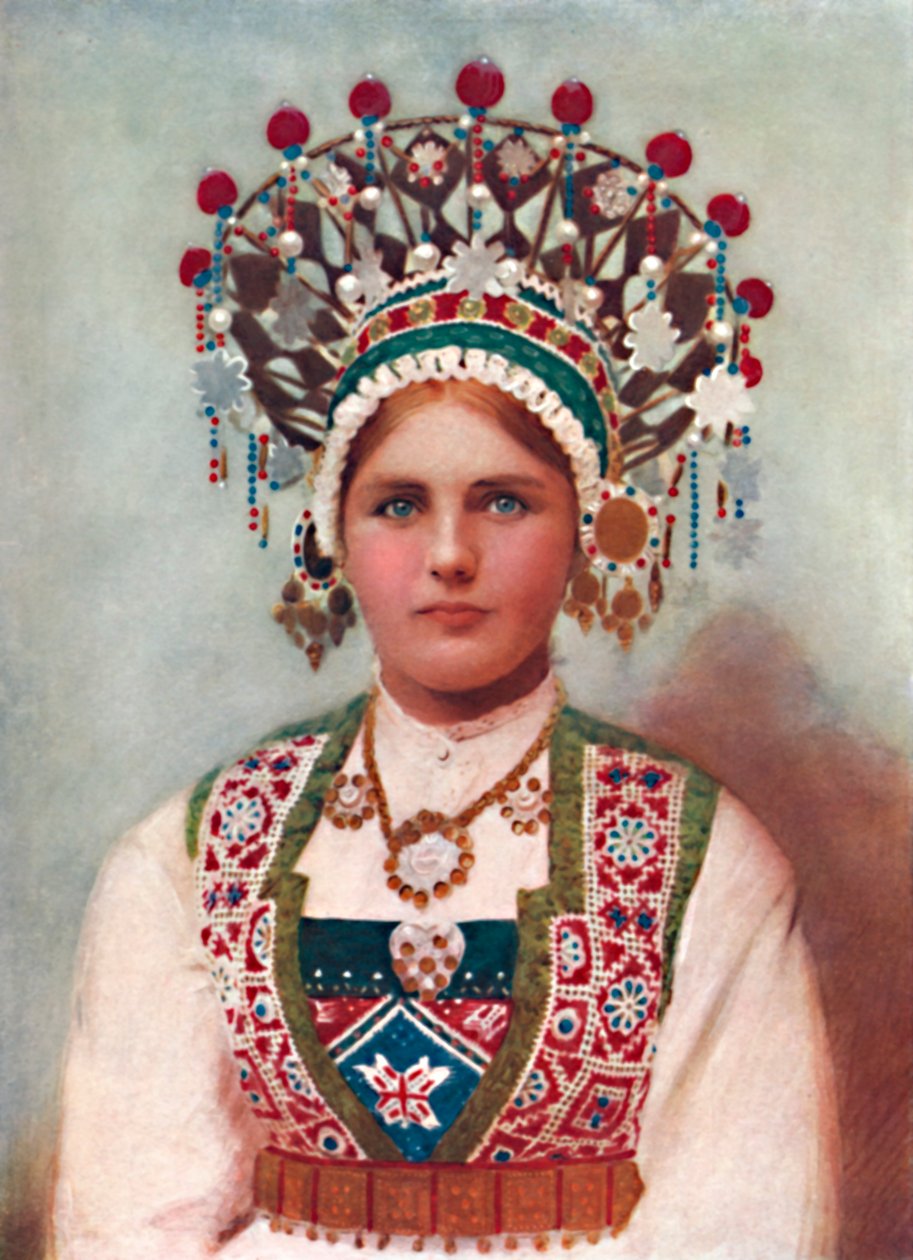 En norsk pige i brudekjole, 1912 af Unbekannt