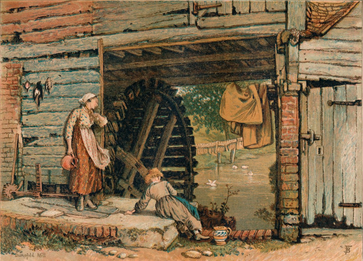 En Surrey Water-Mill, midten af slutningen af det 19. århundrede. af Unbekannt