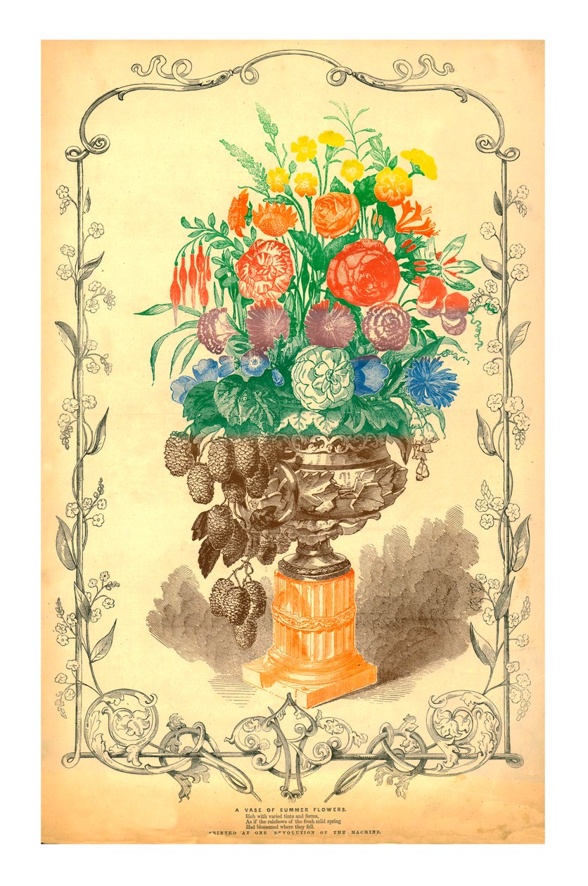 En vase med sommerblomster, 1849. af Unbekannt
