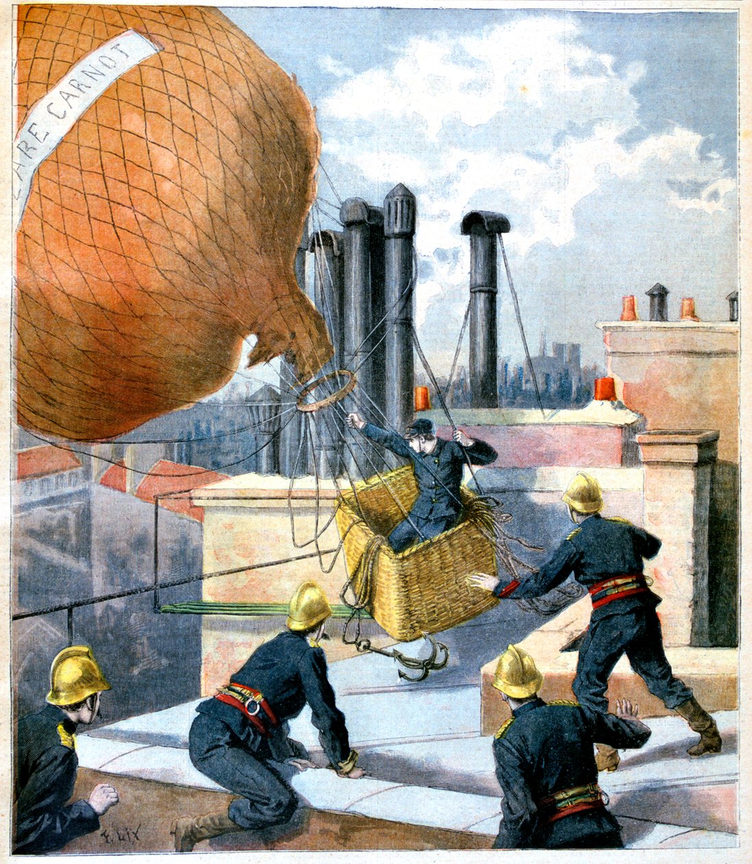 En ballon på et tag, 1894 af Unbekannt