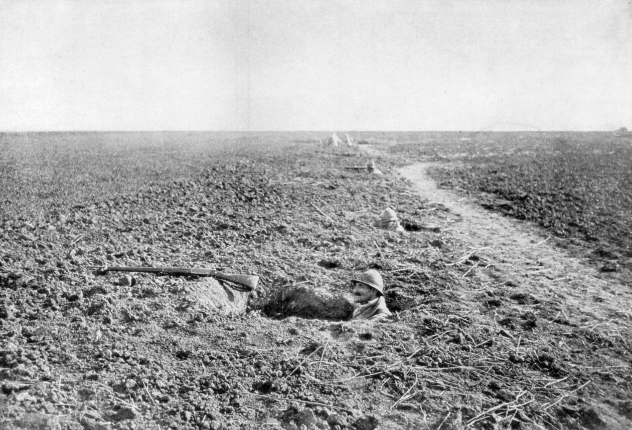 En række franske infanteri-rævehuller, 1918 af Unbekannt