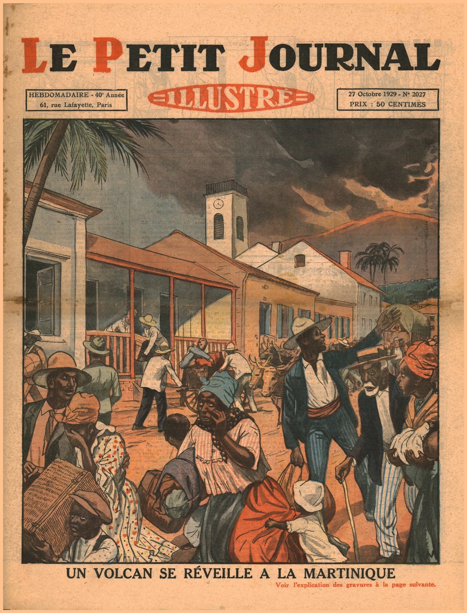 En vulkan går i udbrud på Martinique, 1929. af Unbekannt