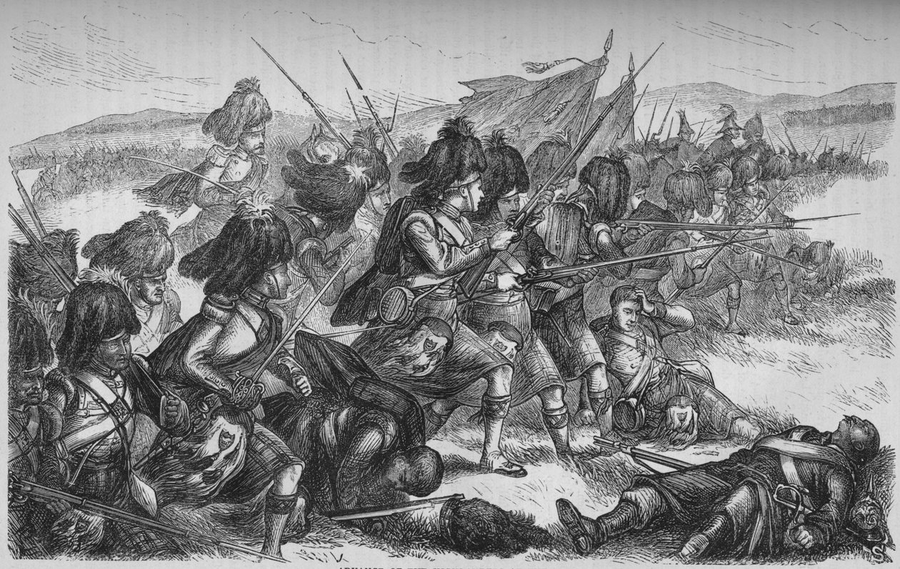 Highlanders fremrykning ved Alma, c1880 af Unbekannt