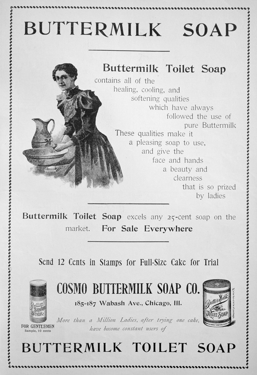 Annonce for Cosmo Buttermilk toiletsæbe, 1894 af Unbekannt