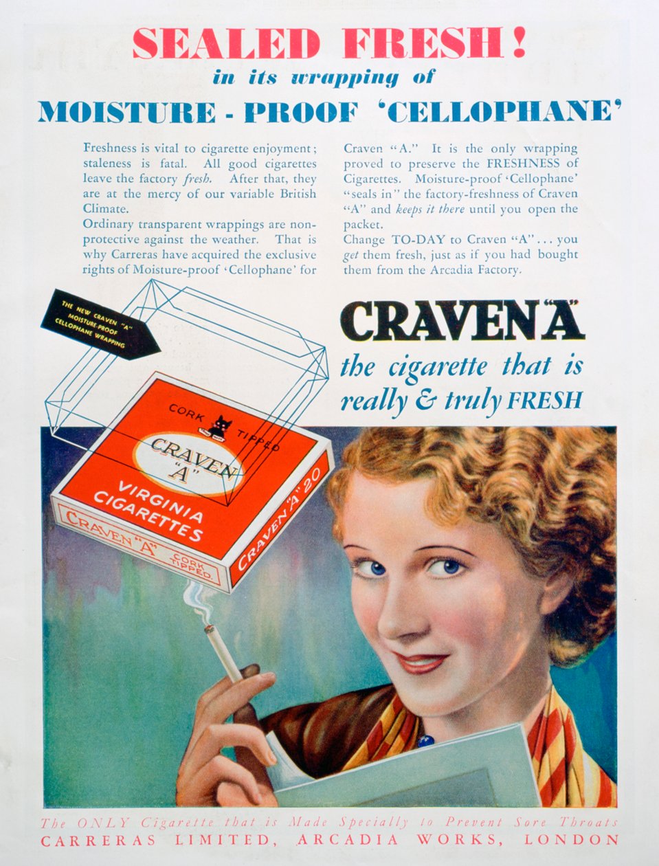 Annonce for Craven A cigaretter, 1931 af Unbekannt
