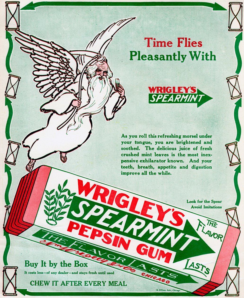 Annonce for Wrigleys Spearmint Pepsin Gum, 1913 af Unbekannt
